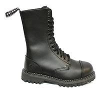 Grinders Unisex Real Leather Military Boots Black Herald Punk Rock Safety Steel Toe