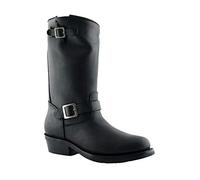 Grinders Unisex Rebel Leather Black Buckle Smooth Sole Western Biker High Boots 7