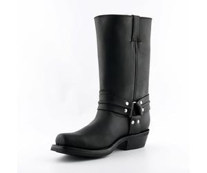 Grinders Unisex Renegade Hi Black Real Leather Cowboy Western Bikers High Boots