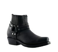 Grinders Unisex Renegade LO Black Leather Cowboy Western Biker Ankle Boots 4