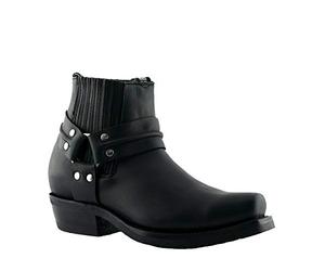 Grinders Unisex Renegade LO Black Leather Cowboy Western Biker Ankle Boots 7
