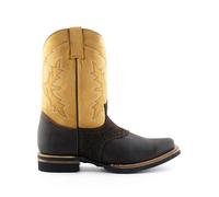 Grinders Unisex Tan Leather Cowboy Chelsea Boots- Frontier - Brown - Size EU 38