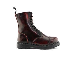 Grinders Unisex Wine Stag ACS Leather Boots Steel Toe Cap Lace Up Combat Derby