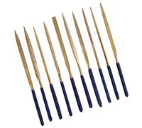 Grinding Diamond File Set Alloy Coated 10 Pcs Needle Files with Anti-Skid Handle for Detailed Repair Work Blue Gold