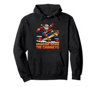 Grinding Down the Chimneys Santa Skateboard Pullover Hoodie
