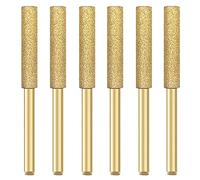 Grinding Stone File, 12PCS Drill Accessory, 4.8mm Diamond Burr Titanium Plated Diamond Chainsaw Sharpener Burr Grinding Stone File for Precise Quick Easy Sharpening of Chain Saw Blade (Gold)