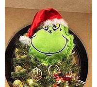 Grindrom Grinch Arm & Head Ornament Holder Tree Sets, Grinch Burlap Pose-able Plush Arm Indoor for Fireplace, Door, Window (head only)