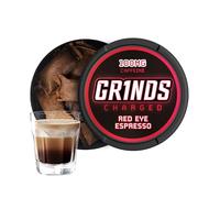 Grinds Coffee Pouches | Tobacco Free, Nicotine Free Healthy Alternative | 3 Cans, 12 Pouches Per Can | 4x Caffeine, 100mg Per Pouch (Red Eye Espresso)
