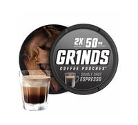 Grinds Coffee Pouches | Tobacco Free, Nicotine Free Healthy Alternative | 6 Cans of Double Shot Espresso | 18 Pouches Per Can | 2x Caffeine 1 Pouch eq. 1/2 Cup of Coffee
