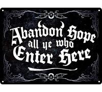 Grindstore Abandon Hope All Ye Who Enter Here Black Mini Tin Sign 20x15cm 0.7mm Metal