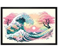 Grindstore Ada Ingram Pastel Wave Maxi Poster - Black Wooden Framed - Framed Poster Print, Wall Decor/Art, Home Gift Idea, For Living Room, Bedroom, Home or Office Display