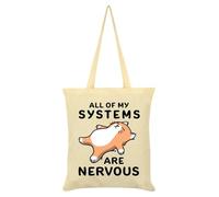 Grindstore All Of My Systems Are Nervous Cream Tote Bag