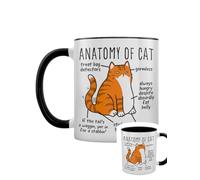 Grindstore Anatomy of Cat Black Inner 2-Tone Mug, Ceramic, 11oz
