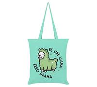 Grindstore Be Like Llama Zero Drama Tote Bag Mint Green 38 x 42cm