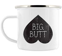 Grindstore Big Butt, Bigger Heart Enamel Mug for Tea or Coffee White 8cm