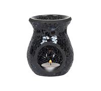 Small Crackle Glass Oil Burner - Black