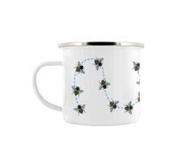 Grindstore Busy Bee Trail Enamel Mug White Ceramic with Handle
