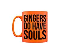 Grindstore Gingers Do Have Souls Orange Neon Ceramic Mug, Rude Gift, Birthday Present, Funny Gift, Drinkware, Present for Him or Her