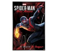 Grindstore Gloss Black Framed Spider Man Miles Morales Cybernetic Swing Maxi Poster - Framed Poster Print, Wall Decor/Art, Home Gift Idea, For Living Room, Bedroom, Home or Office Display