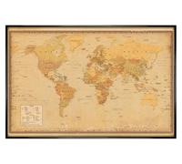 Grindstore Harper Collins Antique World Map Maxi Poster - Gloss Black Framed - Framed Poster Print, Wall Decor/Art, Home Gift Idea, For Living Room, Bedroom, Home or Office Display