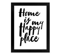 Grindstore Home Is My Happy Place Black Wooden Framed Mini Poster 35x45cm