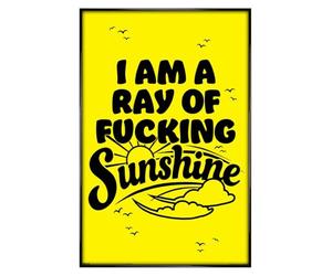 Grindstore I Am A Ray Of Fucking Sunshine Maxi Poster - Black Gloss Framed - Framed Poster Print, Wall Decor/Art, Home Gift Idea, For Living Room, Bedroom, Home or Office Display