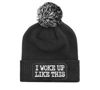 Grindstore I Woke Up Like This Graphite Grey Bobble Beanie