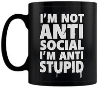 Grindstore I'm Not Anti-Social I'm Anti-Stupid Mug Panel Mug Black