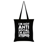 Grindstore I'm Not Anti-Social I'm Anti-Stupid Tote Bag Black 38x42cm
