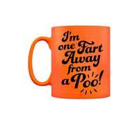 Grindstore I'm One Fart Away from A Poo Orange Neon Ceramic Mug, Rude Gift, Birthday Present, Funny Gift, Drinkware, Present for Him or Her