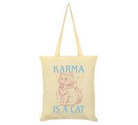 Grindstore Karma Is A Cat Cream Tote Bag
