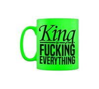 Grindstore King of Fucking Everything Green Neon Ceramic Mug, Rude Gift, Birthday Present, Funny Gift, Drinkware, Present for Him or Her