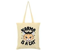 Grindstore Kitsch Kitten Karma Is A Cat Cream Tote Bag
