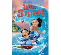 Grindstore Lilo And Stitch (Wave Surf) Maxi Poster - Black Wooden Framed - Framed Poster Print, Wall Decor/Art, Home Gift Idea, For Living Room, Bedroom, Home or Office Display