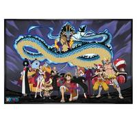 Grindstore One Piece The Crew Versus Kaido Maxi Poster - Black Gloss Framed - Framed Poster Print, Wall Decor/Art, Home Gift Idea, For Living Room, Bedroom, Home or Office Display