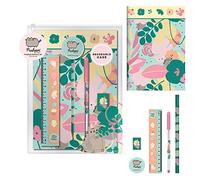 Grindstore Pusheen Gift Set with A5 Notebook and Stationery Set (Botanical Design) - Official Merchandise