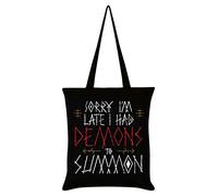 Grindstore Sorry I'm Late Had Demons To Summon Black Tote Bag 38x42cm