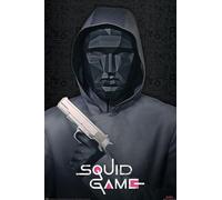 Grindstore Squid Game Mask Man Maxi Poster - Black Wooden Framed - Framed Poster Print, Wall Decor/Art, Home Gift Idea, For Living Room, Bedroom, Home or Office Display