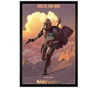 Grindstore Star Wars Black Wooden Framed The Mandalorian On The Run Maxi Poster 61x91.5cm