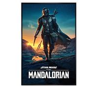 Grindstore Star Wars Gloss Black Framed Poster: The Mandalorian Nightfall Maxi 61x91.5cm Wall Art