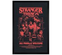 Grindstore Stranger Things 5 All Friends Welcome Maxi Poster - Black Wooden Framed - Framed Poster Print, Wall Decor/Art, Home Gift Idea, For Living Room, Bedroom, Home or Office Display