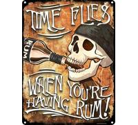 Grindstore Time Flies When You're Having Rum Tin Sign, Multi-Colour, 40.7 x 30.5 x 0.1 cm