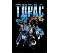 Grindstore Tupac Shakur (All Eyez Motorcycle) Maxi Poster - Black Wooden Framed - Framed Poster Print, Wall Decor/Art, Home Gift Idea, For Living Room, Bedroom, Home or Office Display