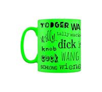 Grindstore Willy Synonyms Green Neon Ceramic Mug, Rude Gift, Birthday Present, Funny Gift, Drinkware, Present for Him or Her