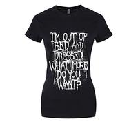 Grindstore Women's I'm Out of Bed and Dressed T-Shirt Black