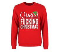 Grindstore Women's Queen Of Fucking Christmas Christmas Jumper Sweater Red