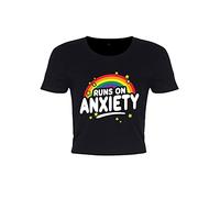 Grindstore Women's Runs On Anxiety Crop Top T-Shirt Black