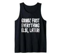 Grindz First Hawaiian Pidgin Hawaii Creole English Aloha Tank Top