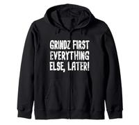 Grindz First Hawaiian Pidgin Hawaii Creole English Aloha Zip Hoodie