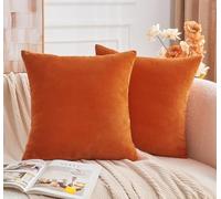 GriNeed Throw Pillow Covers Burnt Orange Set of 2 18x18 Inch Fall Pillow Covers, Soft Velvet Farmhouse Neutral Decorative Pillowcases for Couch Sofa Bed, Home Boho Decor, Modern Cushion Covers